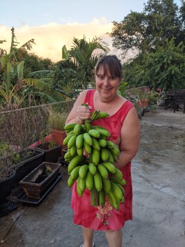 Tasha with bananas